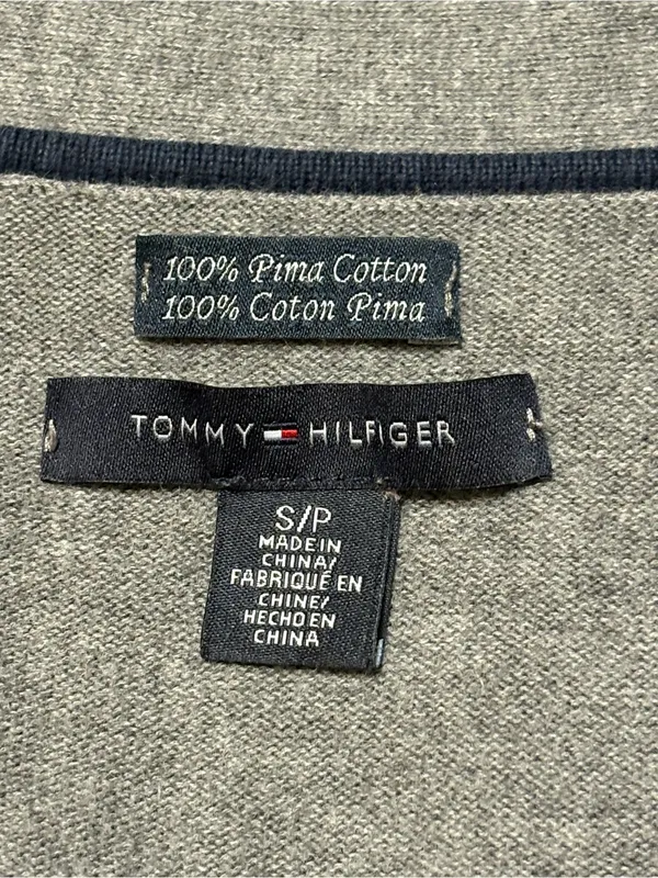 Tommy Hilfiger Gray, Pink & White Argyle V-Neck Cardigan size S 100% Pima Cotton - Image 5