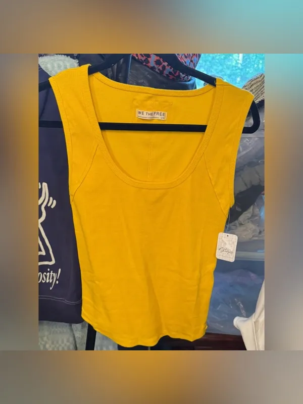 NWT Free People We The Free Hummingbird Tank - Solar Flare Yellow - Large - Image 7