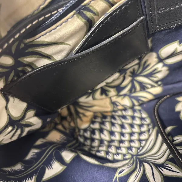 Cole Haan Purse &‎ Wallet Woven Straw Black Faux Leather Shoulder Floral Accents - Image 7
