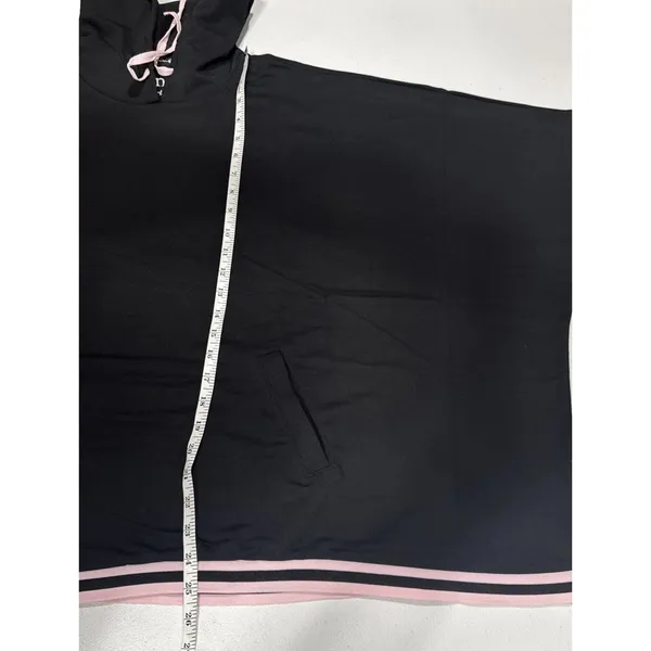 Hanes Women’s Pajama Set Black Oversized Short Sleeve Hoodie Top & Pants Size S - Image 9