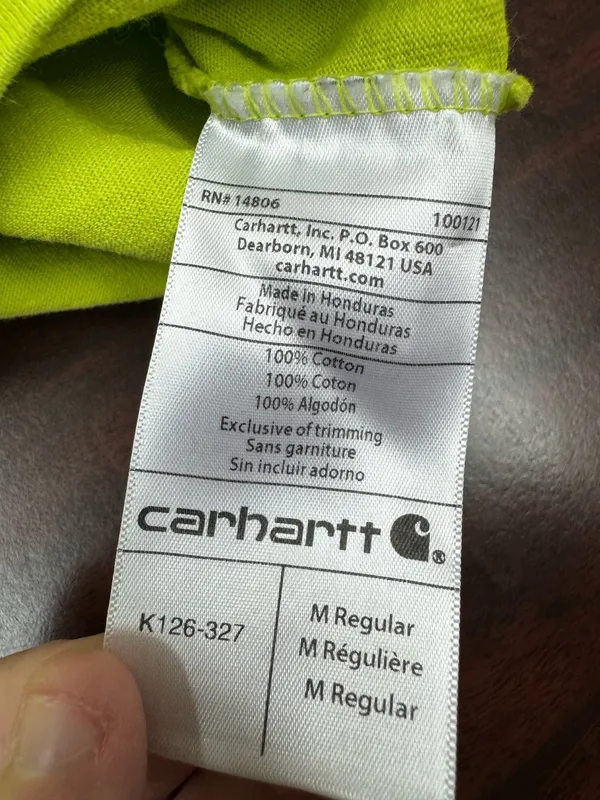 Carhartt Mens Long Sleeve Original Fit Pocket Tee Lime Colored Size Medium - Image 6