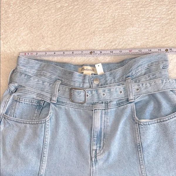 Madewell Belted‎ Baggy Jeans Light Wash High Rise Wide Leg NWT 31 - Image 3