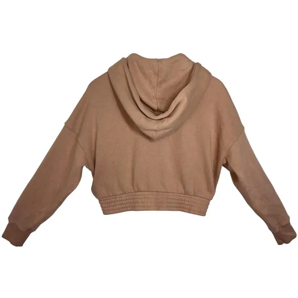 Abercrombie & Fitch Soft AF Essentials Brown Zip Up Long Sleeve Crop Hoodie Sz S - Image 3