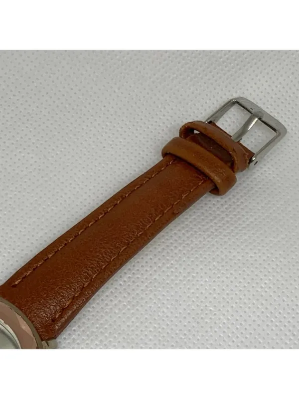 Anne Klein Ellen Tracy women silver brown tone watch 34mm quartz analog leather running - Image 3