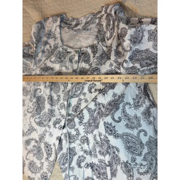 Sag Harbor Woman Paisley Open Front Jacket White Navy Blue 3X U94604SK1 - Image 9