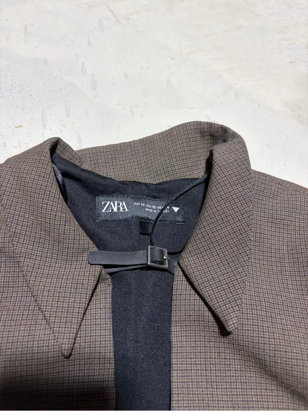 Zara Brown Short-Sleeve Collared Sheath Dress XS - Image 5