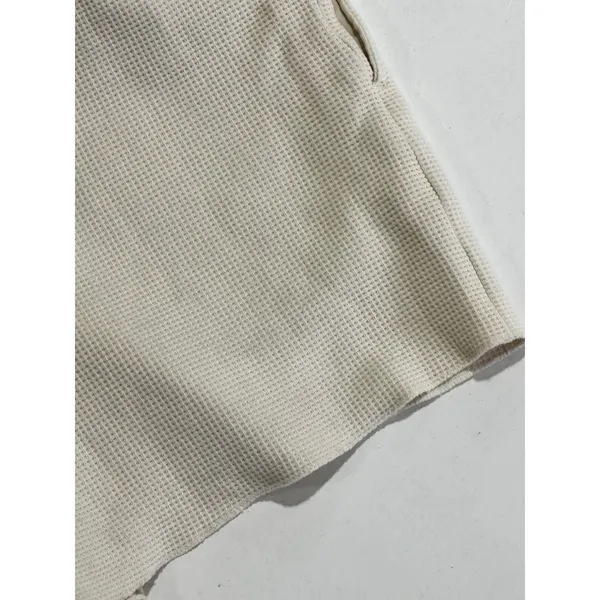 One Wednesday Waffle Knit Cotton Lounge Shorts Cream Medium Casual - Image 6