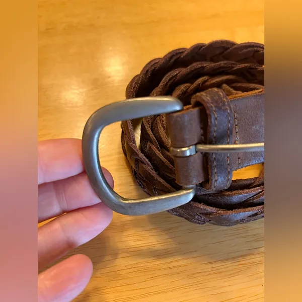 Women's Braided Leather Belt - Brown Unisex 38 inch full boho coastal cowgirl - Image 2
