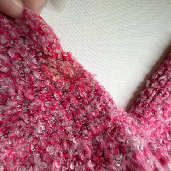 Free People Slouchy BFF Cardigan Large Pink Prickly Pear Oversized Boucle Knit - Image 7