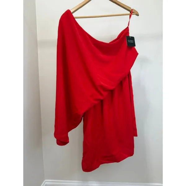 Dressmecb One Shoulder Mini Dress Red NWT SzXL - Image 2