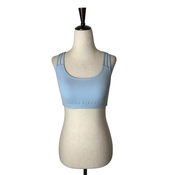 Athleta Sports Bra Women Small Blue Strappy Lattice Back Yoga Running Athleisure - Image 3
