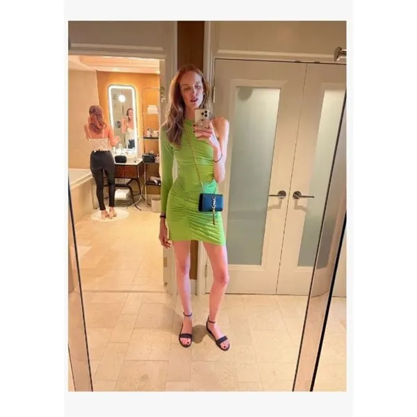 Atlein Collective One Shoulder Dress in Green XLarge Womens Jersey Mini - Image 11