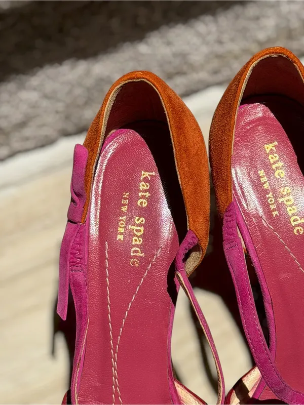 Kate Spade New York Colorblock‎ Suede D’Orsay Platform Pumps Bow Heels Pin Up - Image 9