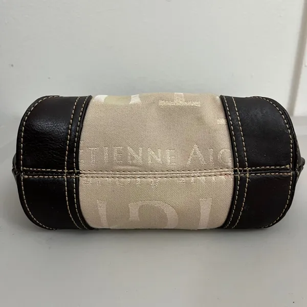 Etienne Aigner True Y2K Small Baguette Crescent Shoulder Bag Canvas Leather Logo - Image 6