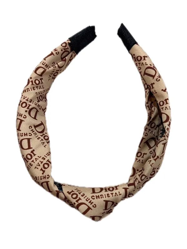 Source Unknown NWOT Fashion Headband Beige w/Brown “D” Prints - Image 3