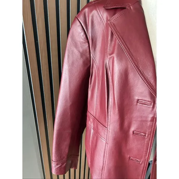 East 5th red leather jacket size xl petite stylish moto style real leather - Image 2