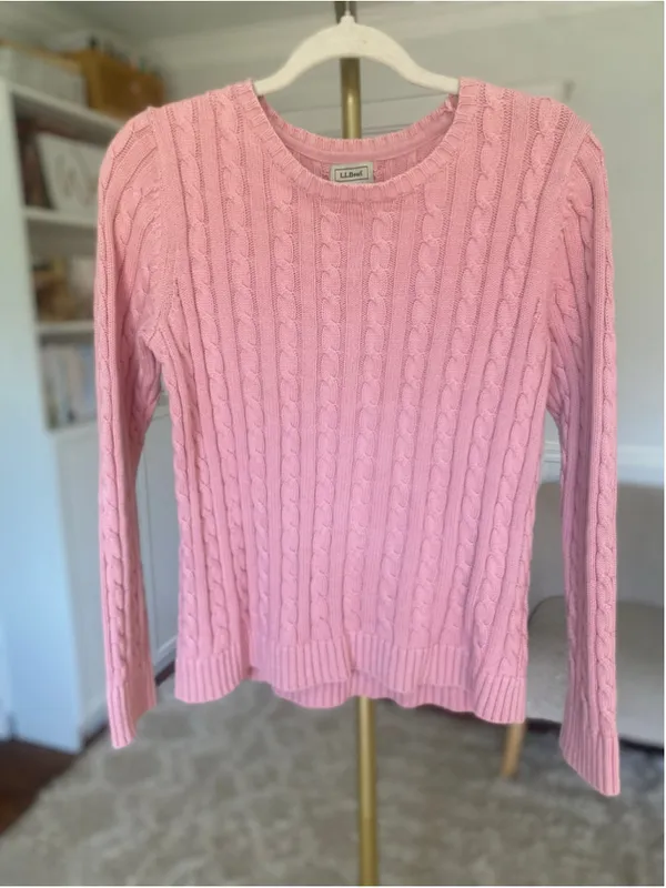 L.L.Bean Cable Knit Cotton Sweater Preppy Coastal Classic Old Money Cape Cod M - Image 2
