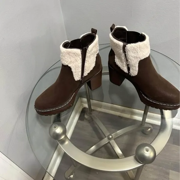 Pierre Dumas Brown and Cream Heeled Boots - Image 2