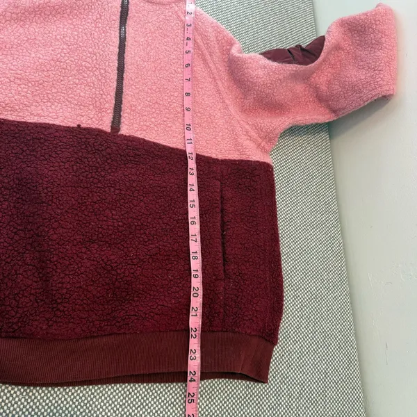 Outdoor Voices MegaFleece Half-Zip Hoodie in Truffle Pink Burgundy, Size Small - Image 10