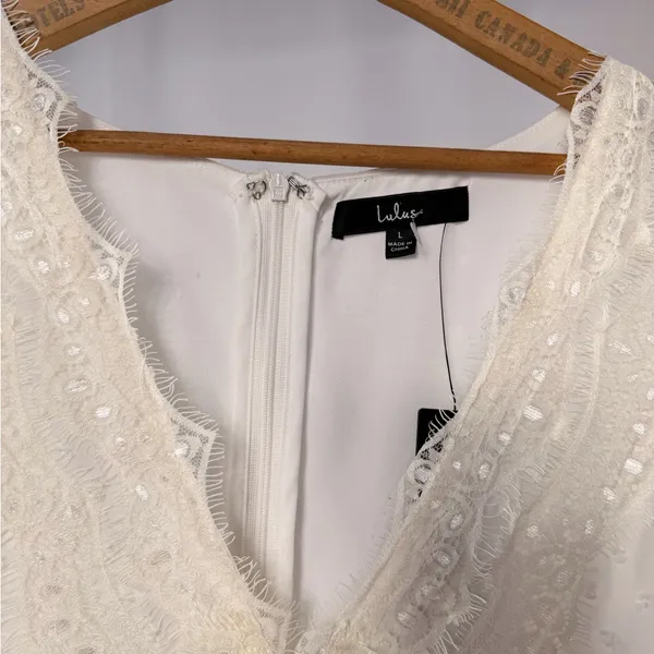 NWT Lulu's Wistful‎ Moments Long Sleeve Mini Dress in Cream Size Large - Image 3