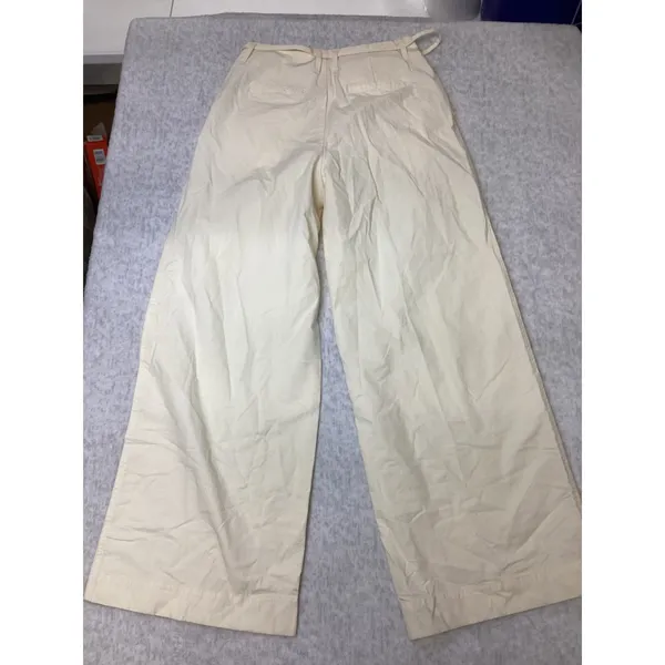 A New Day Womens Cream White Wide‎ Leg Pleated High Rise Pants Size 4 NWT 443W - Image 6