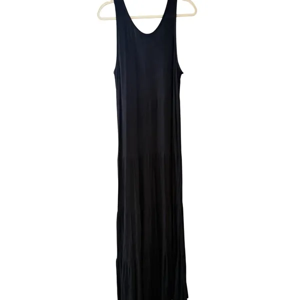 Ellos Womens Black Tiered Sleeveless Scoop Neck Jersey Knit‎ Maxi Dress M Tall - Image 6