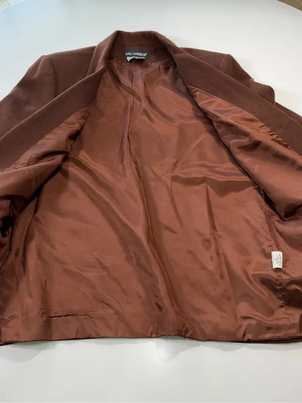 Sag Harbor 100% Wool Rich Brown Single-Breasted Blazer Size 14 - Image 5