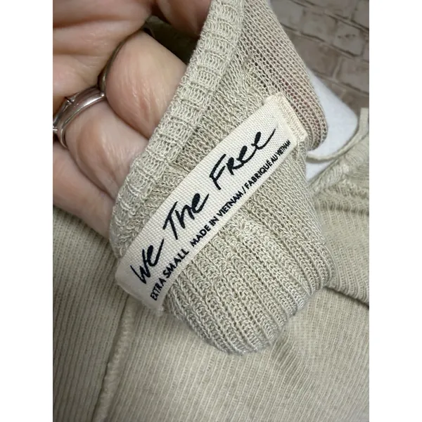 FREE PEOPLE We the Free' Thermal Long Sleeve Top XS‎ IVORY boho - Image 4