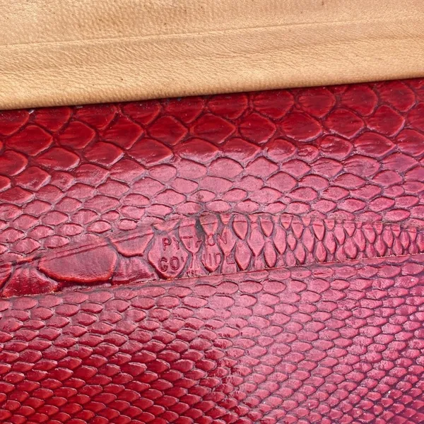 Vintage Python Embossed Wallet Womens OS Red‎ Kiss Lock Clutch Leather - Image 4