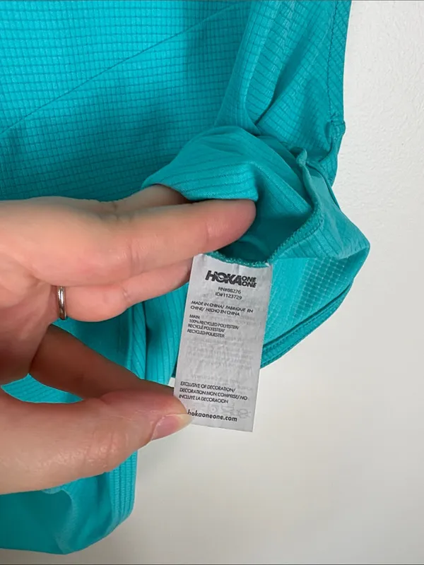 Hoka Glide Tank Top Women’s Size Small Cropped Teal Blue Racerback Active - Image 6