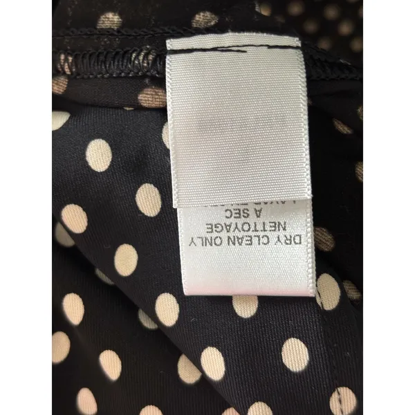 BCBGMAXAZRIA Polka Dot Wrap Dress Black White‎ 3/4 Sleeve Ruffle Hem Large - Image 5