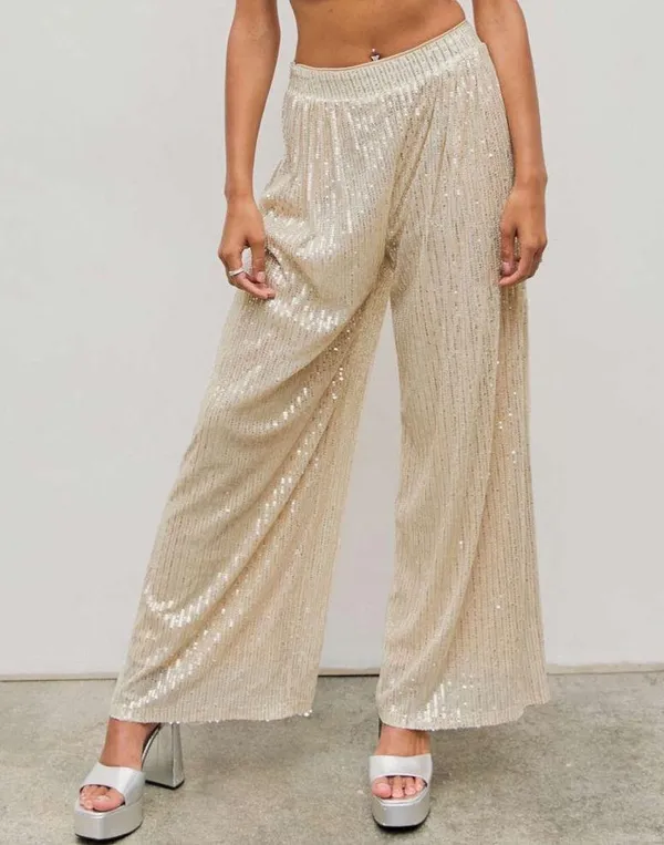 Cider SEQUINS MID WAIST STRAIGHT LEG TROUSERS - Image 3
