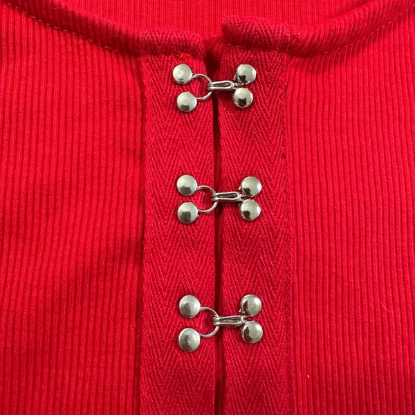 Vintage Y2K 90s Love Streak Red Crop Top Corset - Image 8