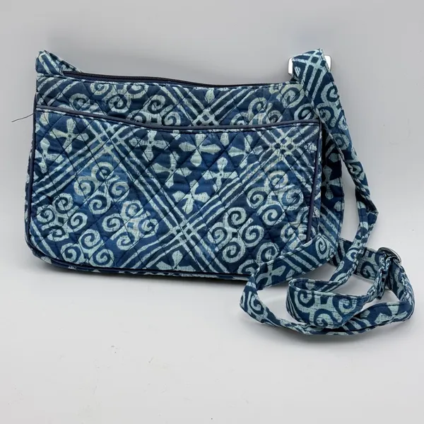 Vera Bradley Crossbody Bag Blue Quilted Batik Geometric Purse Retired Print - Image 9