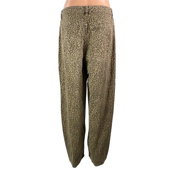 Zara TRF Women's Brown High Rise Animal Print Barrel Tapered Denim Jeans Pants 8 - Image 3