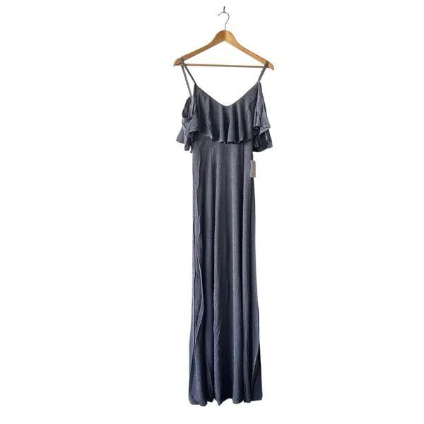 Show Me Your Mumu Renee Ruffle Maxi Dress Dancing Queen Shine Smoke Small NWT - Image 3
