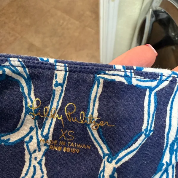 Lilly Pulitzer Navy and White Mini Skirt - Image 2