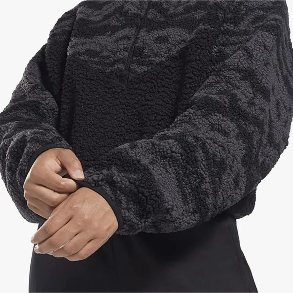 Reebok Core 10 Oversized Sherpa Jacket Womens Large Black Cozy Outdoor Fall - Image 3