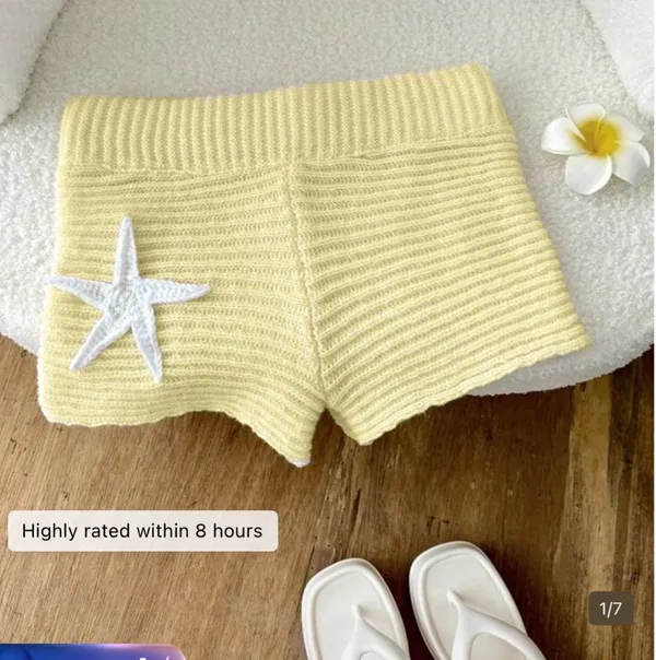 Shein crochet yellow mini shorts - Image 2