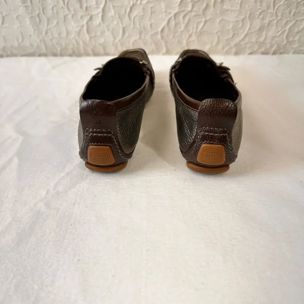 Coach Women’s Shoes Leather Loafers Size 7 M Gunmetal Gray Metallic Pebbled - Image 2