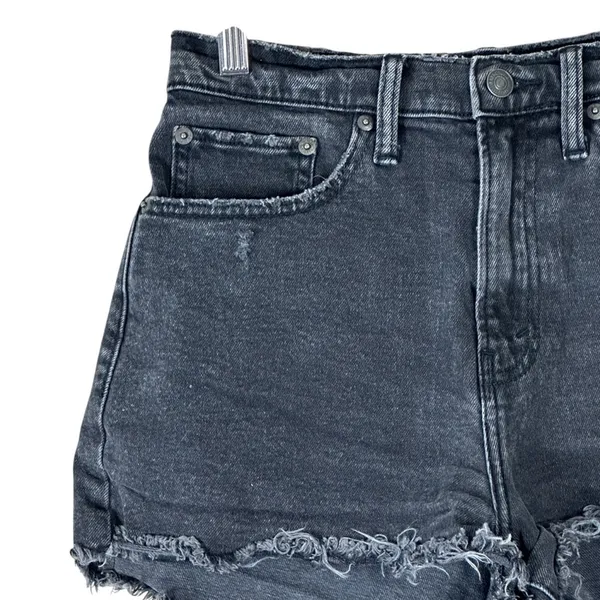 Abercrombie Denim Mom Shorts Womens 2 Curve Black Frayed Distressed Grunge - Image 3