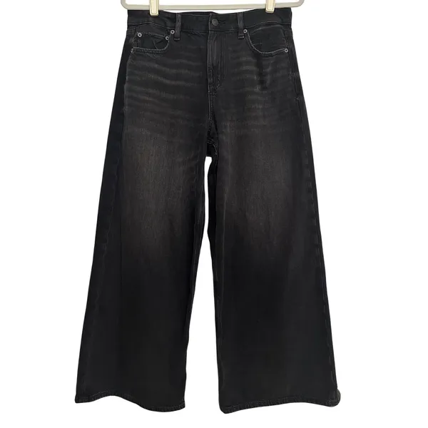 American Eagle Super High-Rise Ultra Wide Leg Jeans Black Strigid Womens 8 Short - Image 3