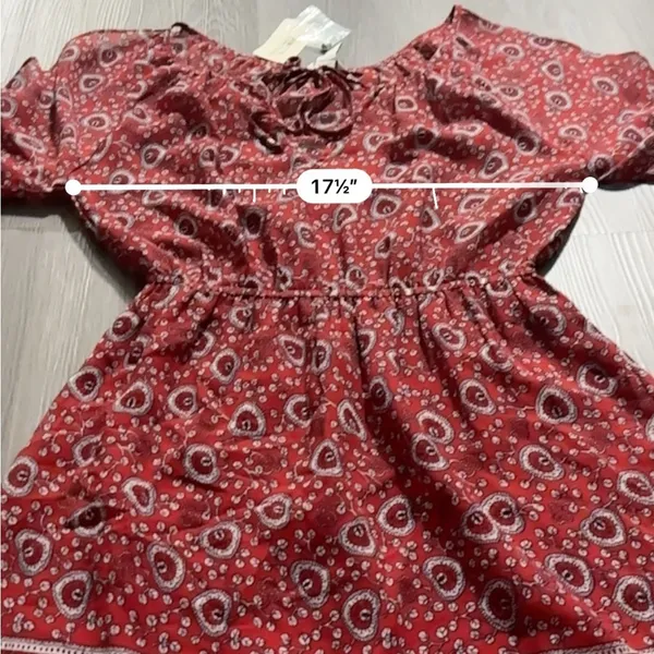 Forever 21 Red‎ & White Paisley Print Cold Shoulder 3/4 Sleeve Mini Dress Sz S - Image 4