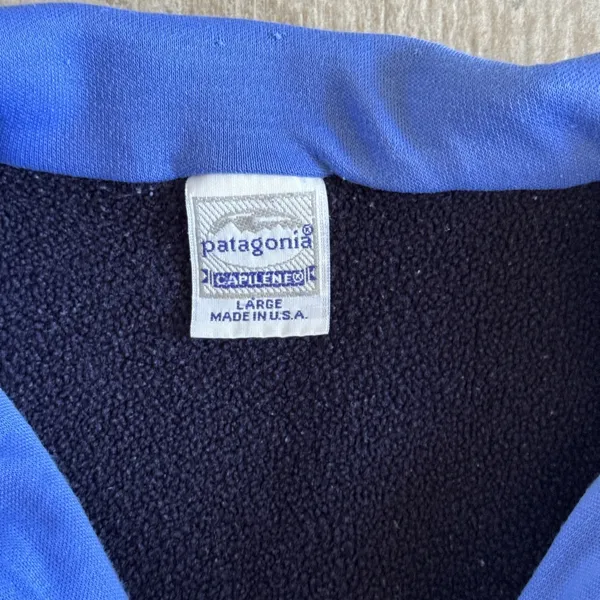 Vtg Blue Patagonia Capilene Fleece Quarter Zip Pullover Jacket Womens-Lrg USA - Image 3