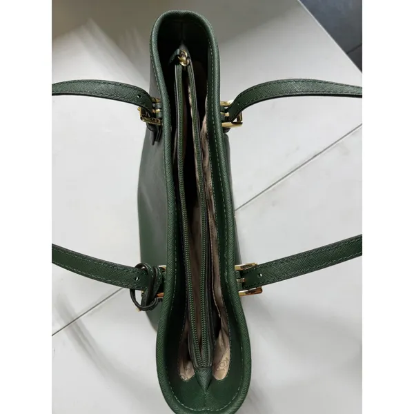 Michael Kors Voyager Medium Top Zip Tote Dark Green Saffiano Leather Handbag - Image 2