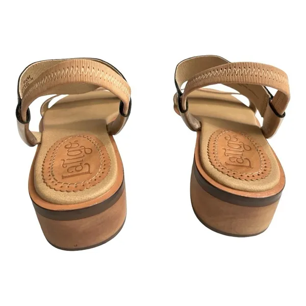 ANTHROPOLOGIE LATIGO slip on heeled strappy leather sandal 8.5M - Image 5