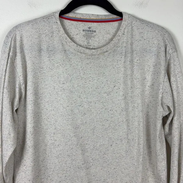 Bombas Pima Cotton Donegal Long Sleeve Tee Womens Size Small Speckled Soft White - Image 3