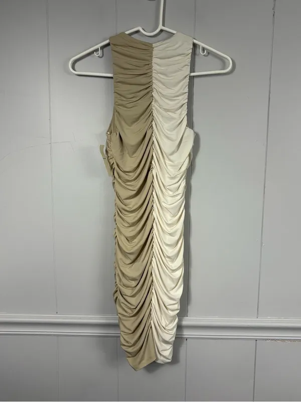 NWT Abercrombie & Fitch Bodycon Cinched Asymmetrical Ruched Midi Dress Small - Image 6