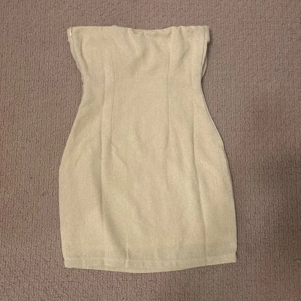 Yellow mini no shoulder dress - Image 2