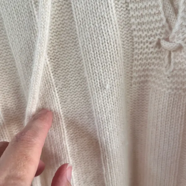 J. Crew Collection Women's 100% Cashmere Lace Up Beach Sweater Cream Size M - Image 5